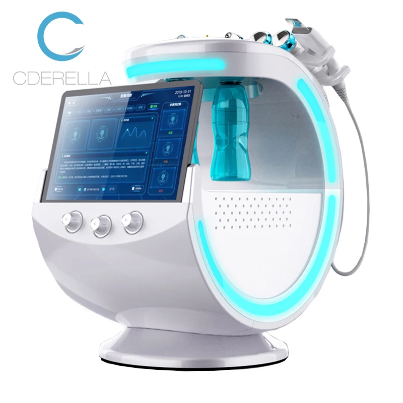 

2022 New Design 7 in 1 Hydro Dermabrasion Oxygen Facial Ultrasonic Microcurrent Skin Care Beauty Machine With Skin Scanner