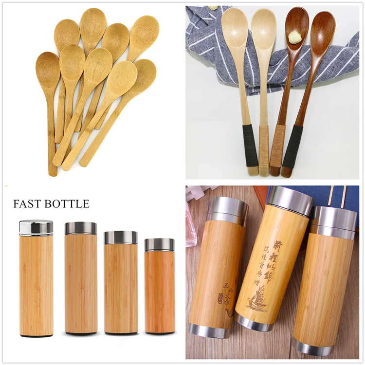 Private Label 500ml Stainless Steel Bamboo Water Bottle 18/8 Bamboo Tea Infuser Bottle Tumbler for Gift
