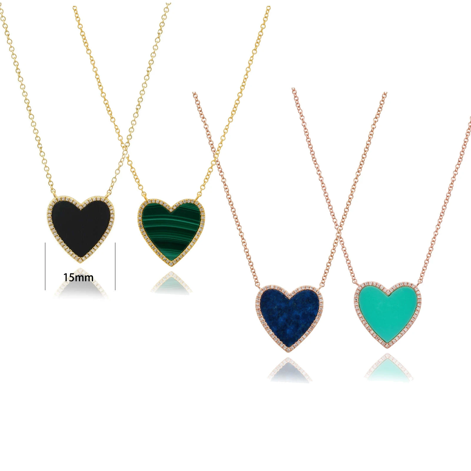 

Slovehoony Large Pave Outline Stone Heart Necklace Gold Plated Pearl Elegant Necklace Sets For Women