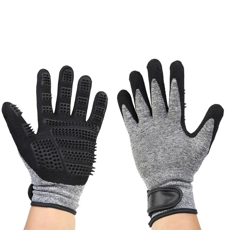 

Dog and Cat Deshedding Tool Pet Hair Remover Grooming Gloves, Black/gray