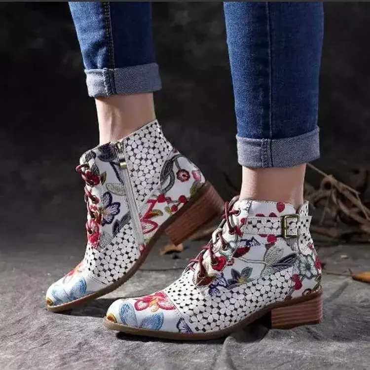 

2021 New Arrival Women Fashion Autumn Large Size 43 Wadge Heel Side Zipper Ankle Boots