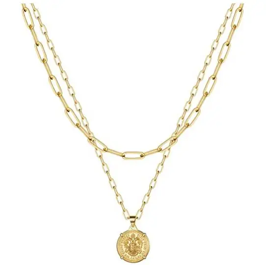 

Gold-plated Handmade Snake Chain Cross Star Moon Medal Necklace for Women