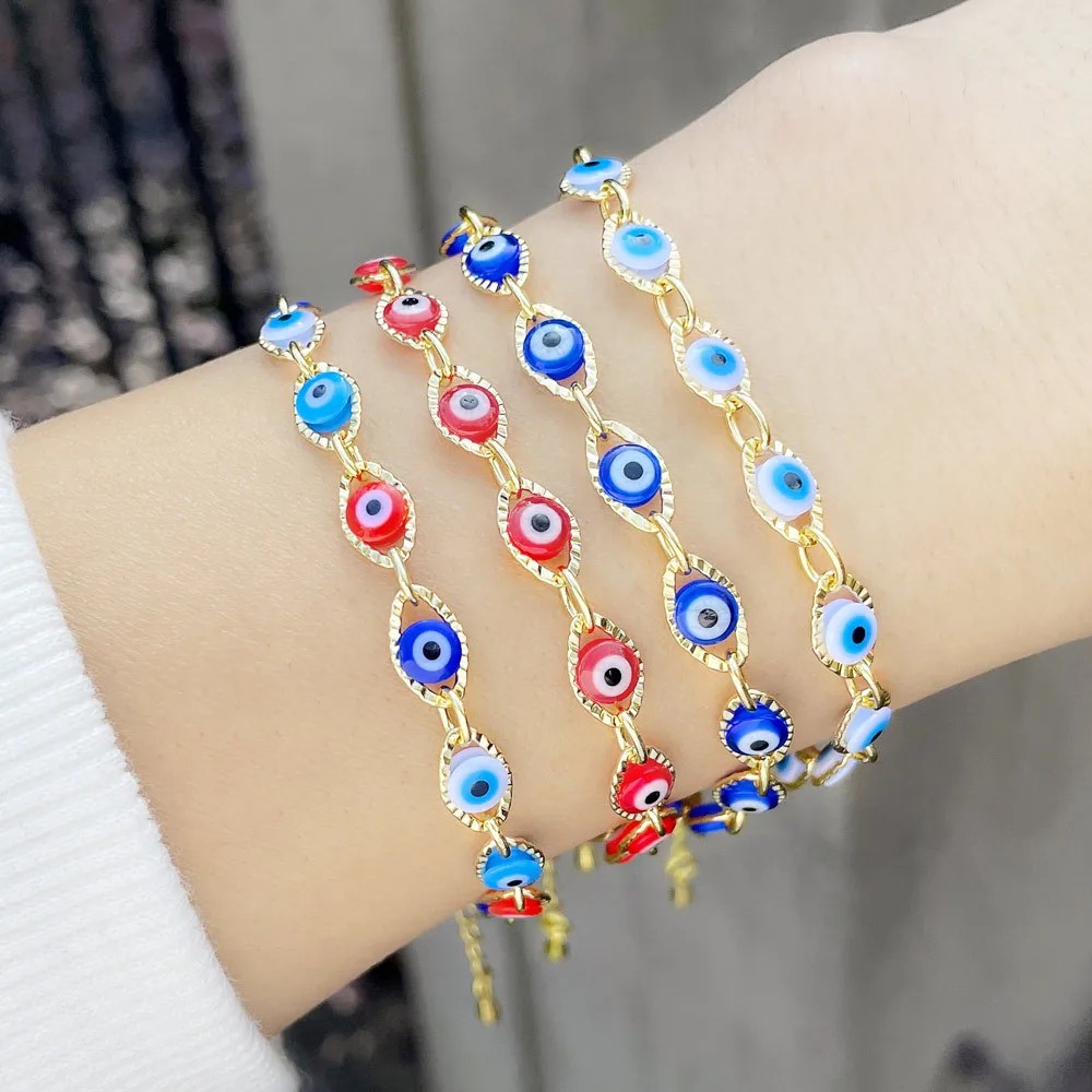 

Popular European and American Demon Eye Bracelet Color Eye 18K Metal Bracelet