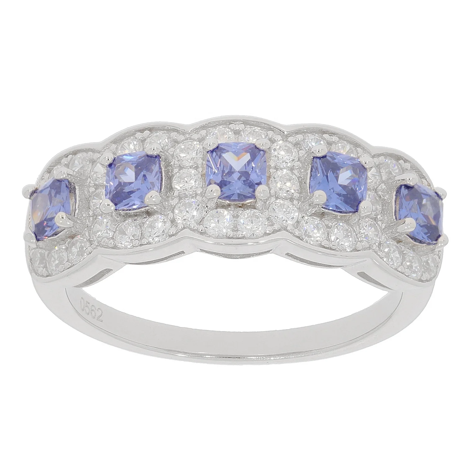 

1.0 cts Tanzanite CZ and 1.1cts White CZ 925 sterling silver Ring