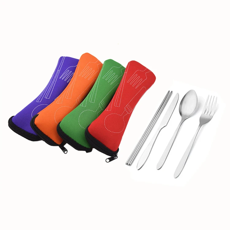

Outdoor Picnic Camping Cutlery Bag Travel Set Multifunction Camping Cookware Neoprene Pouch Cutlery Bag, Customized color