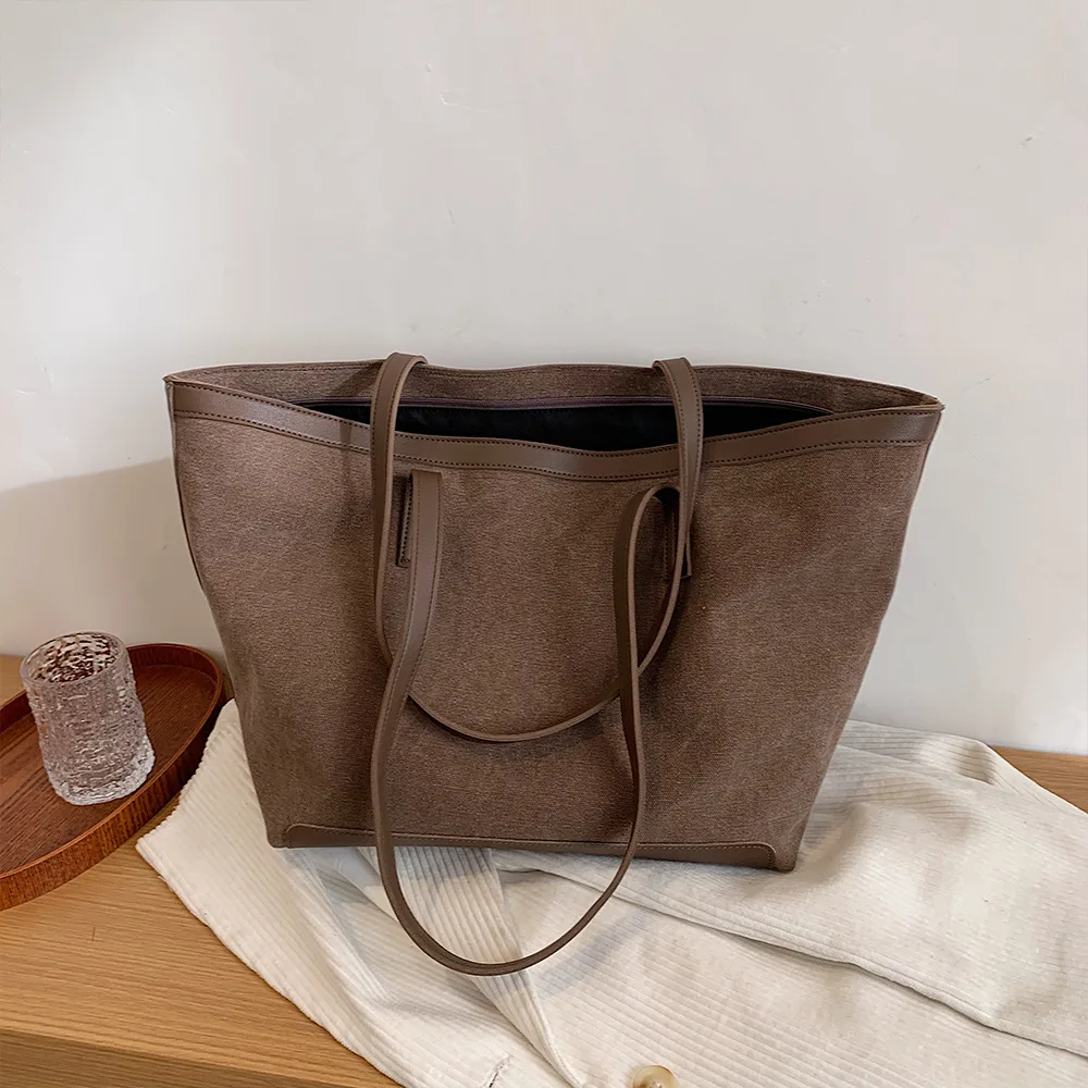 

2021 New Design Fashion Black Canvas Shoulder Bags Tote Shopping Bag for Women, As sku