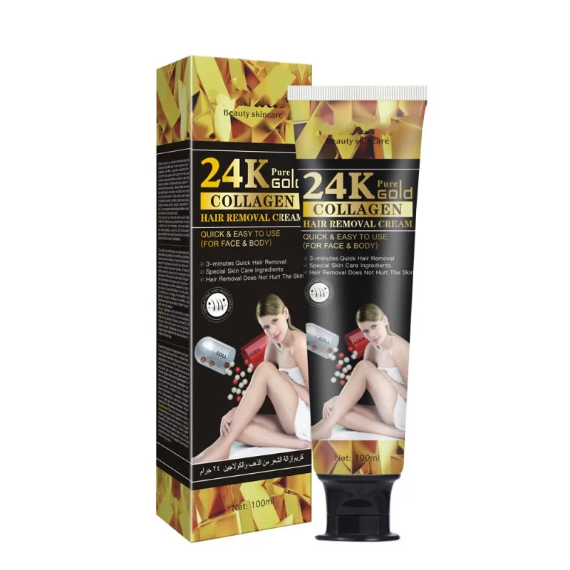 

Private Label OEM 24K Gold Collagen Herbal Hand Leg Hair Loss Depilatory Removal Armpit permanent Nair Woman Hair Removal Cream