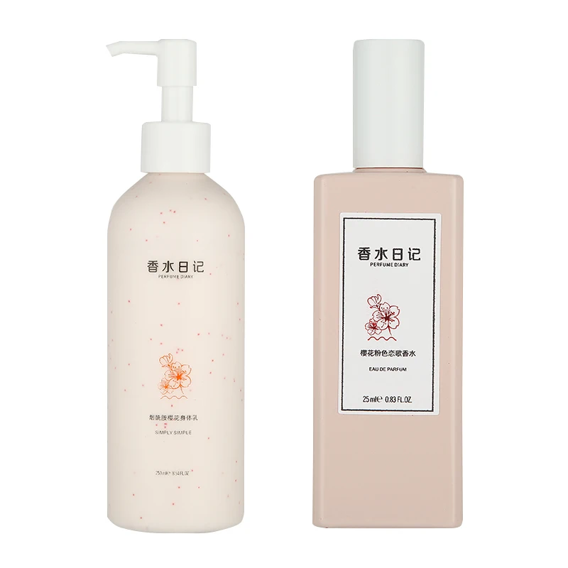 

Floral and fruity scent moisturizing and long lasting 2 in 1 body lotion and perfume set