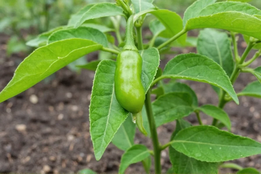 Healthy serrano pepper seedlings in garden with proper spacing