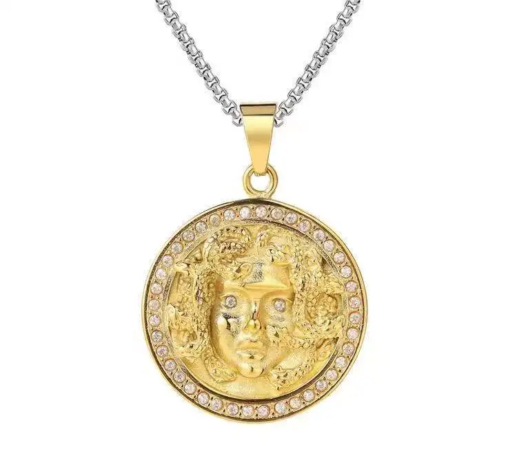 

New Greek myth snake head Medusa stainless steel women's Pendant Necklace
