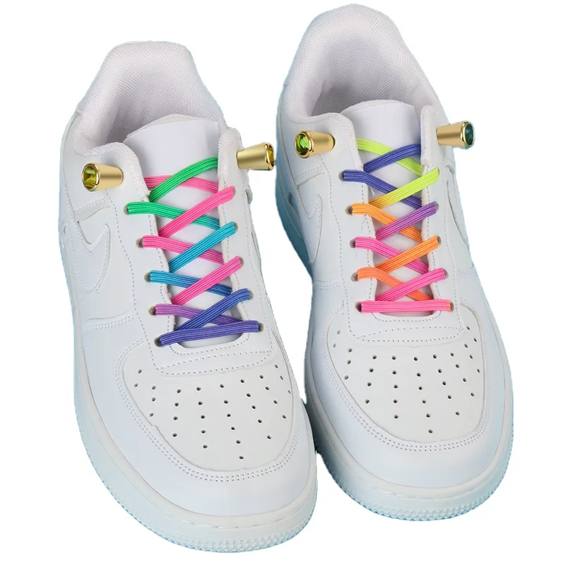 

China Manufacturer Shoe Accessories Flat Elastic Rainbow Fabric Bulk Kid Shoelace, Customized