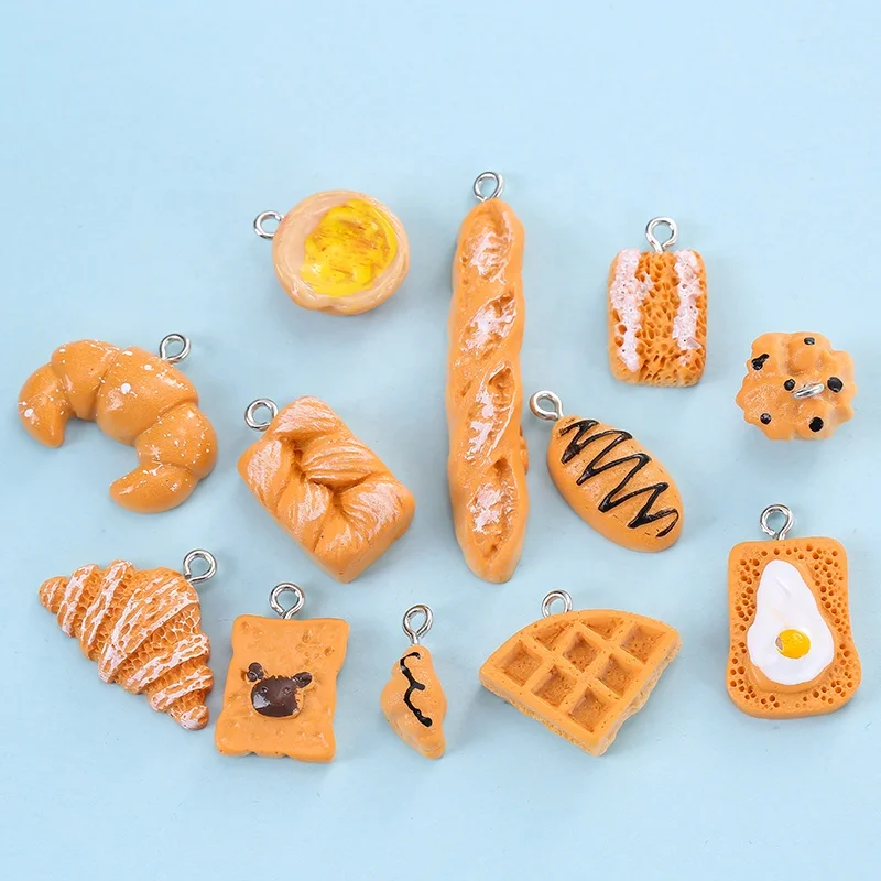 

Kawaii Resin Simulation Food French Bread Lovely Simulation Food Flatback Cake Resin charms pendant For Craft DIY, Picture
