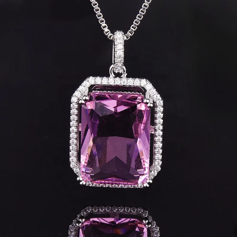 

Women's Pendant Necklaces Natural Pink Gemstone Necklace Top Brand Fine Jewelry Wedding Gift