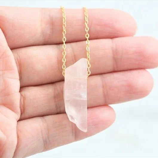 

Hot gemstone cylinder column pendant natural stone spike bullet point pendant chain necklace