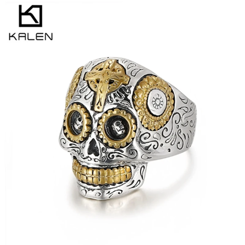 

KALEN 925 Sterling Silver Punk Skull Ring