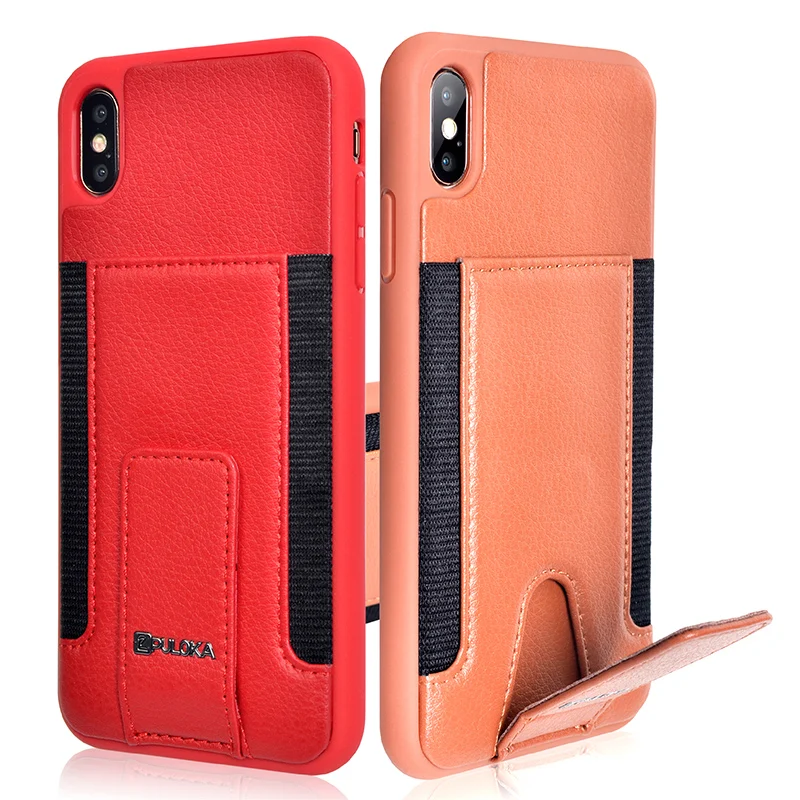 

PULOKA Hot Sale Unique 2 in 1 Leather Microfiber Elastic Band Card Slot Holder Kickstand Phone Case for IPhone 7G 7Plus