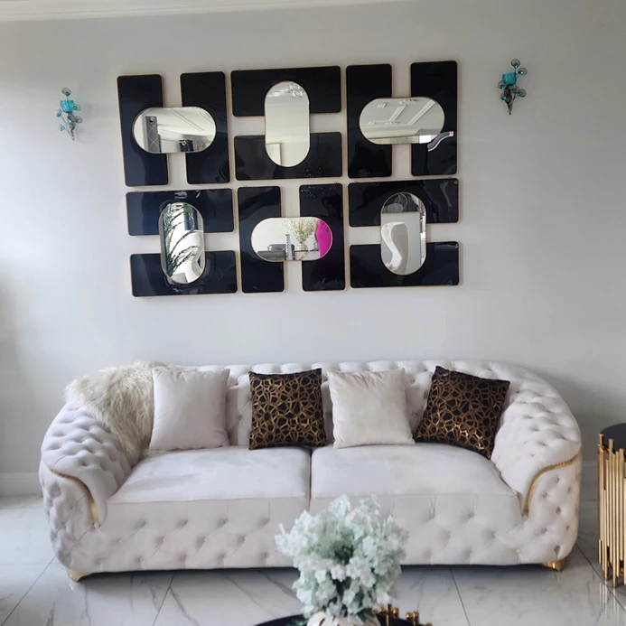 40CM Factory-Direct Large New Modern Simple Art Wall Hanging  Decoration Golden Metal Frame Mirror Home Decor Dropshipping DDP