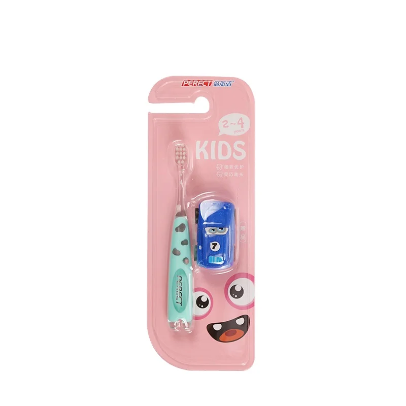 

PERFCT Best Brand Name Kids Toothbrush Supplier with Car Toy Tooth Brush Soft Nylon PETG+TPR 280 Manufacturer Children, Customized