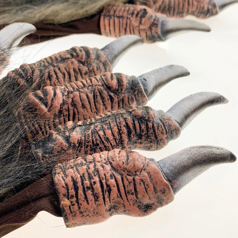 万圣节手套狼人鬼节多毛野兽手套仿真狼爪手套