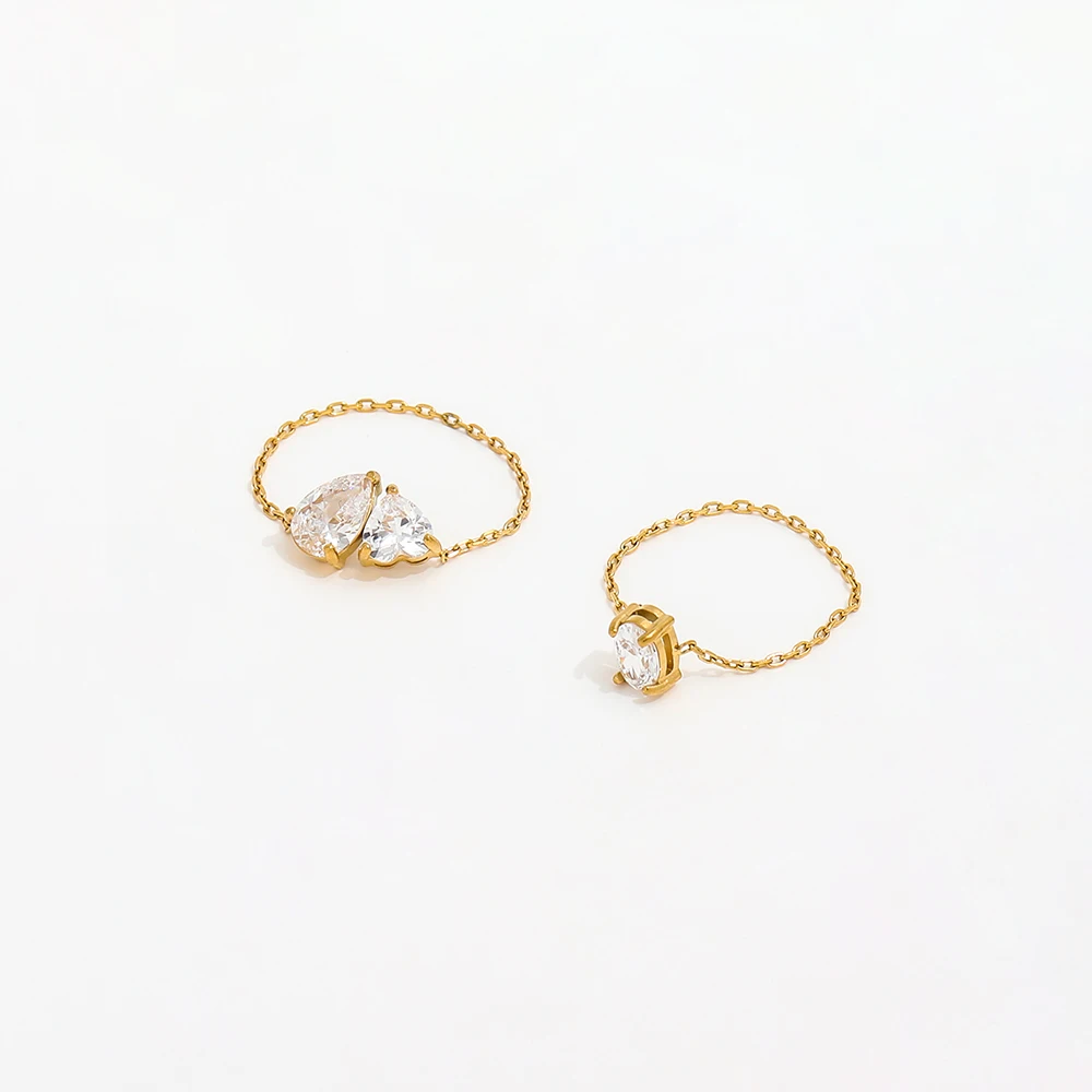 Joolim Jewelry Dainty Oval Zirconia Stainless Steel Rings for Women 18K Gold Plated Stylish Trendy Design
