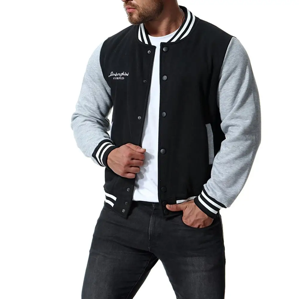 

2019 Wholesale Men Baseball Jacket Letterman Blank Hooded BomberJacket