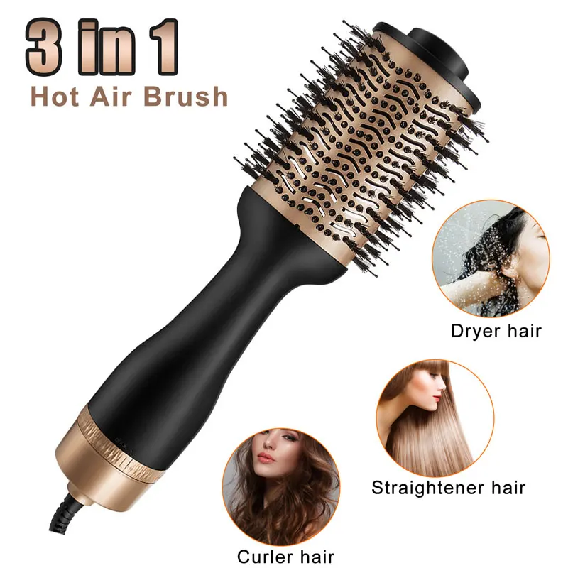 

Beauty Equipment Multifunctional Wind Comb Electric Blow Comb 3 In 1 Hot Air Brush secador de cabello, Gold, or customized color
