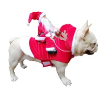 

Custom logo luxury high quality christmas sweater dog clothes pet warm coat hoodie Santa Claus riding a deer