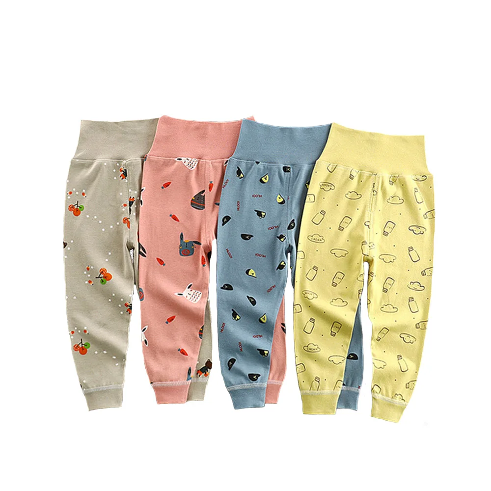 

China wholesale cheap trendy kids bottom pants newborn baby casual 100% cotton bulk leggings dinosaur print clothing 2021 spring, Customized colors