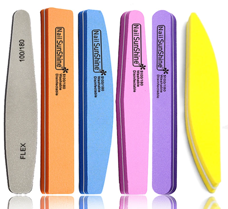 

100/180 Grit Nail Files Manicure File Buffer Double-Side Polishing Washable Nail File Buffer, Pink/blue/green/purple...etc(can be customized color)