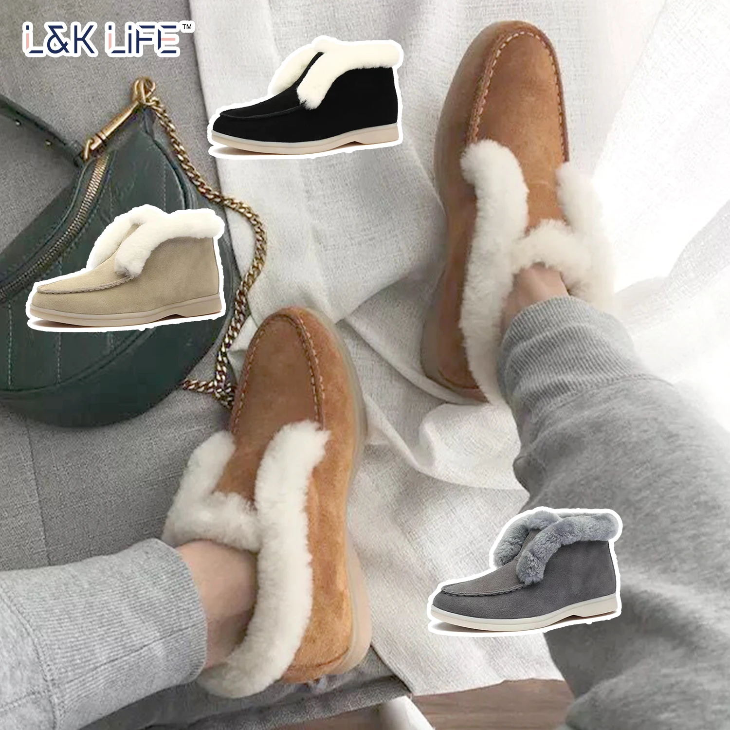 

2020 Ladies Boots Wholesale Popular Ladies Casual Sheepskin Winter Snow Boots, As picture show