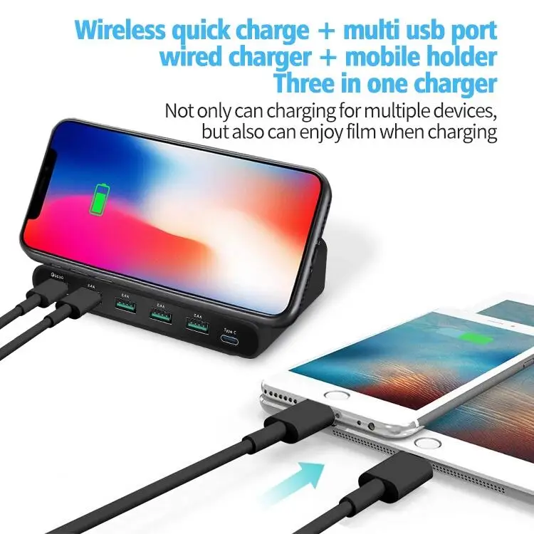 New Arrival Fast Charge Qc 3.0 Multi Usb Ports Qi Wireless Charger 6 