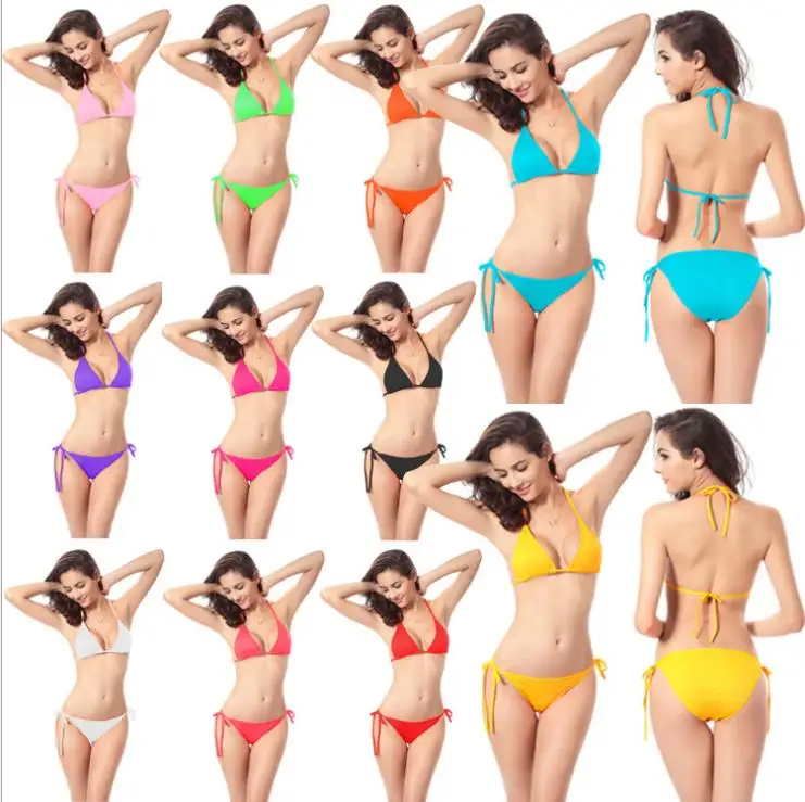 

2021New Arrivals Sexy 2 Piece Lingerie Set Women Bra And Panty Swimwear Bikini Set Female Candy Color Swimsuits Beachwear, 11 colors