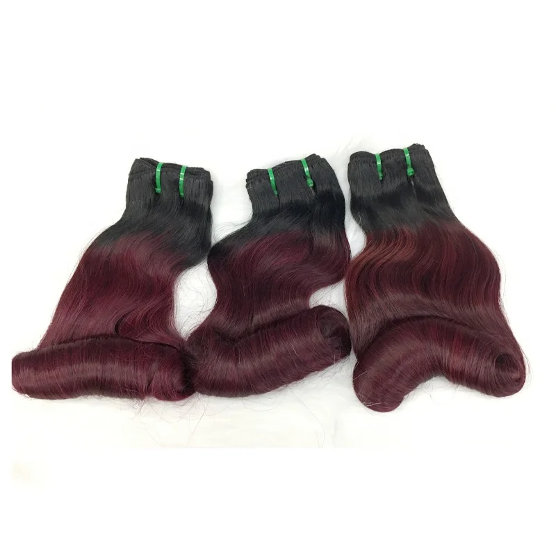 

High Quality Full Tip Raw Indian Hair Bundles 8inch To 22 inch Available Fumi Double Drawn Hair Egg Curl Color 1b99j