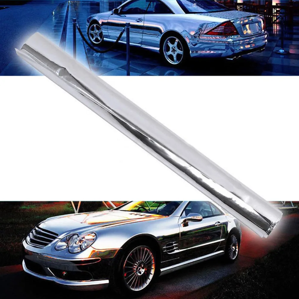 Ssamall Car Vinyl Wrap Chrome Silver Self Adhesive DIY Decals Arts and Crafts 12x79 