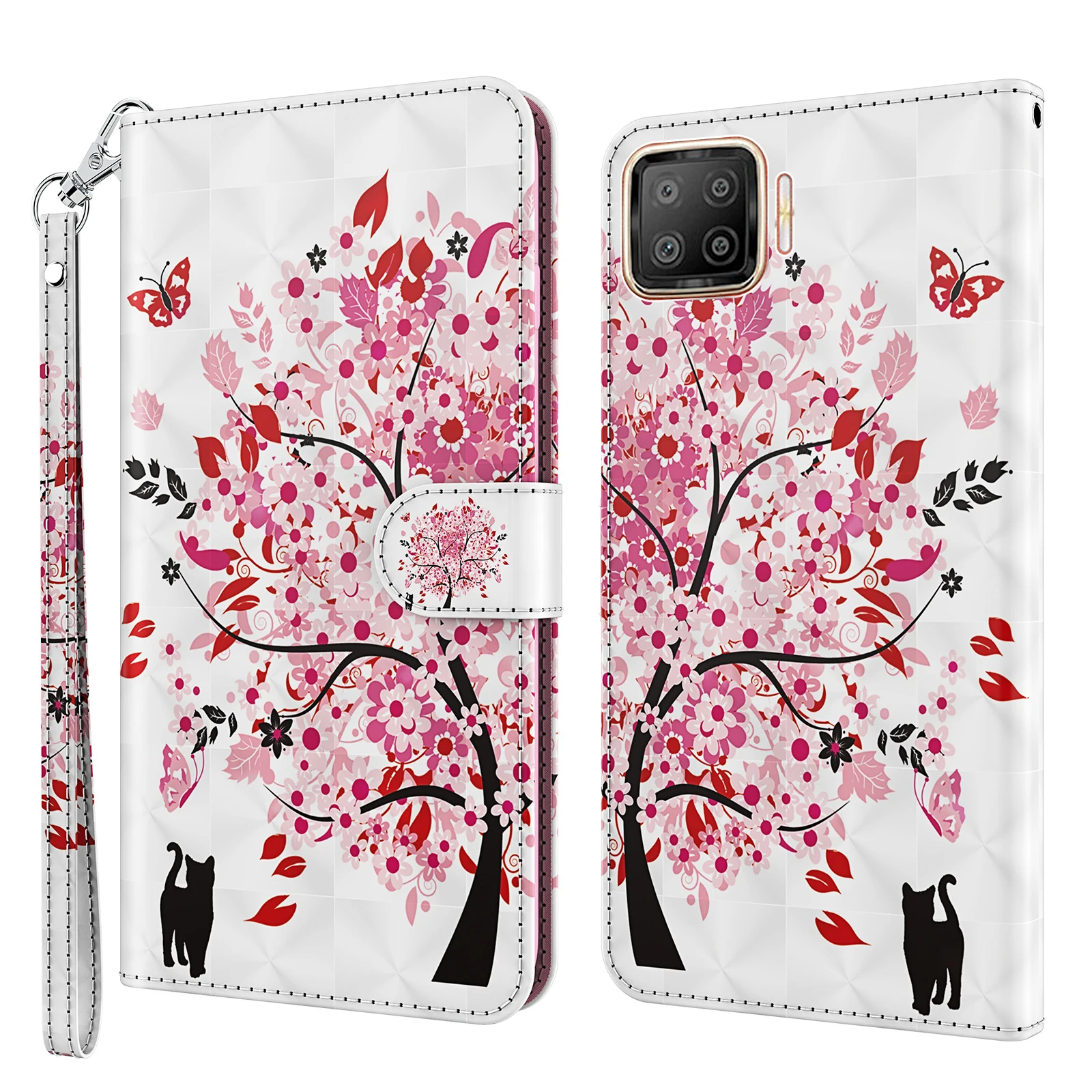

Color Printing Luxury Fashion Flip Cover PU Leather Phone Case For OPPL A73 F17 Wallet Bag Stand Cases Capa
