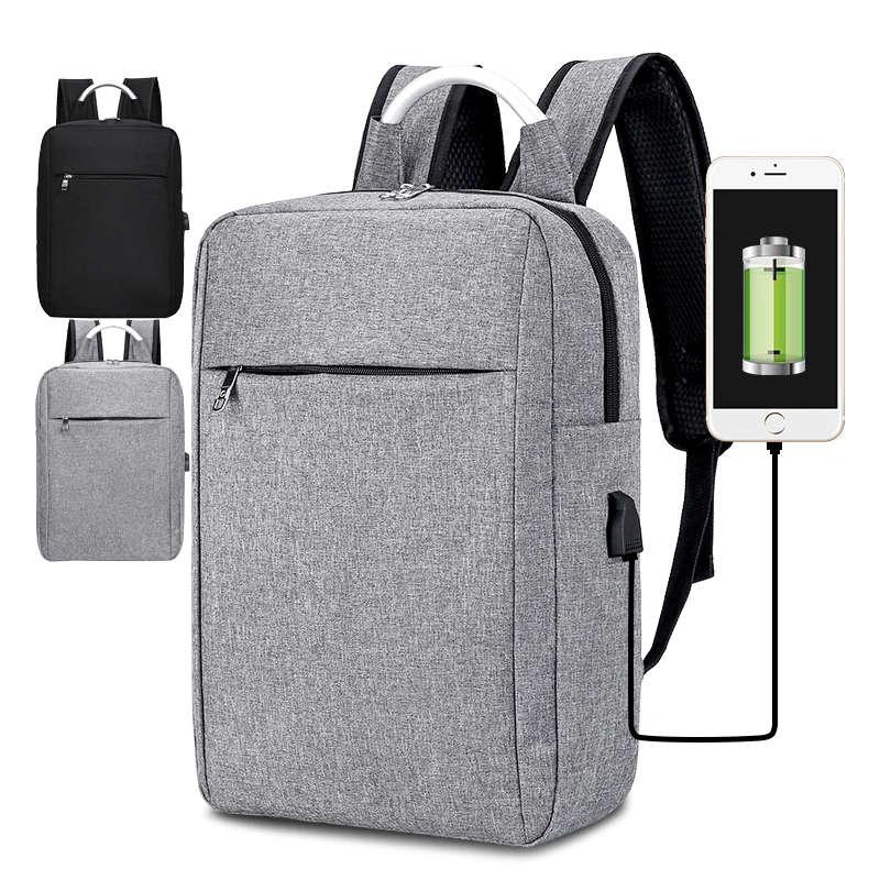 

Factory wholesale classic design cheap business travel USB trip OEM custom logo brand gift fabric laptop backpack bag, Black, grey or custom