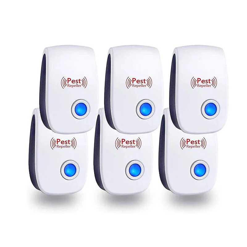 

Portable Pack 6 Electromagnetic Pest Repeller Drive Mosquito Repeller Rat Ultrasonic Pest Repeller, White