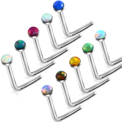 

2021 Hot Selling Metal Lip Pin Human Body Puncture Ring Electroplated Jewelry Opal Nose Ring For Women, Colorful