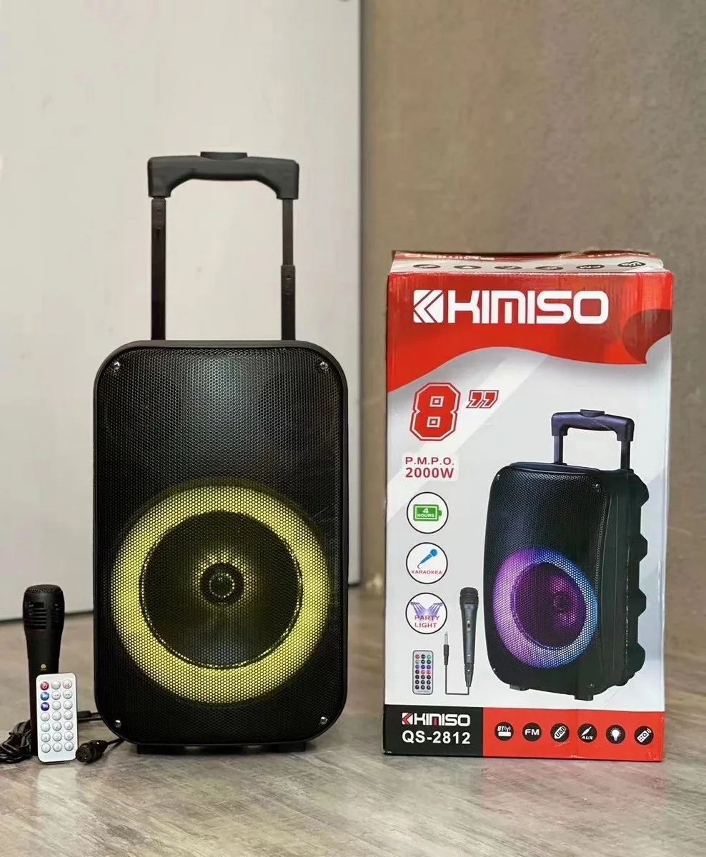 

QS-2812 Kimiso latest 8inch portable speaker outdoor bt wireless speaker box for party