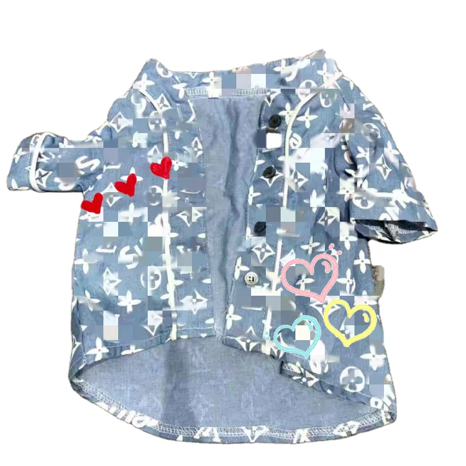 

Luxury brand designs printed denim pet shirt apparel