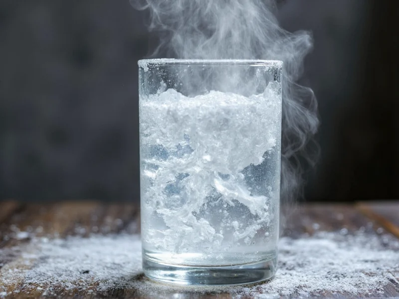 Magnesium flakes dissolving in hot distilled water