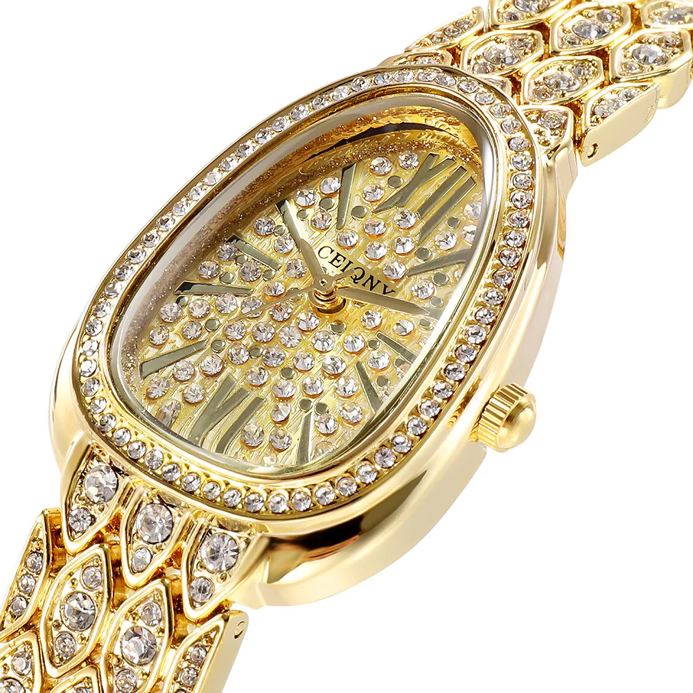 

Fashion Snake Head Dial Quartz Watch Woman Full Diamond Bracelet Watches Ladies watches Luxury Waterproof Clock no bracelet