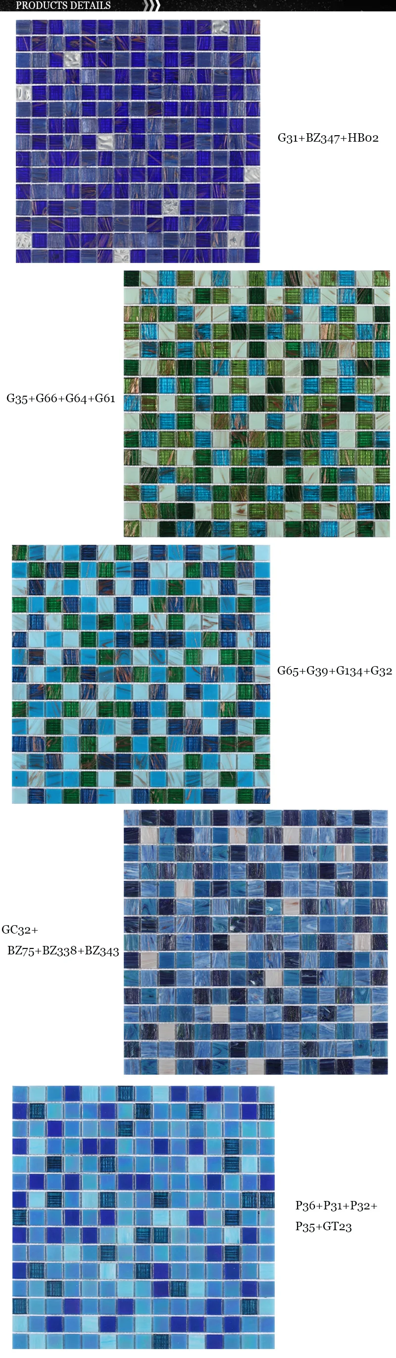 20mm cheap iridescent blue cloud line series glass mosaic pool