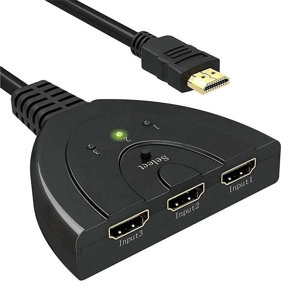 

Doonjiey HDMI Switch 3 in 1 out Hdmi Splitter with Pigtail Cable Supports 3D 1080P Audio for Nin-tendo Switch X-box, Black