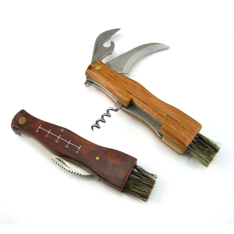 

Outdoor Multifunctional 2PCS Blade Garden Knives With Scale Rule Brush Case Mushroom Knife With Brush