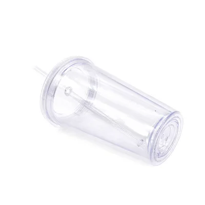 

V10 Transparent Double-layer Plastic Flat Cover Cup Student Milk Tea Straw Cup Sealed Big Hole Straw Cup