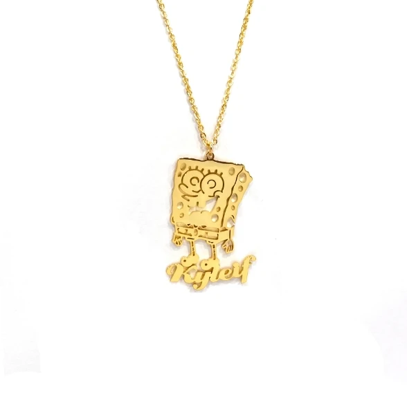 

18k Gold plated Stainless Steel Custom Children name Necklaces Kids Cartoon Character Custom Necklace for Christmas Gift, Silver