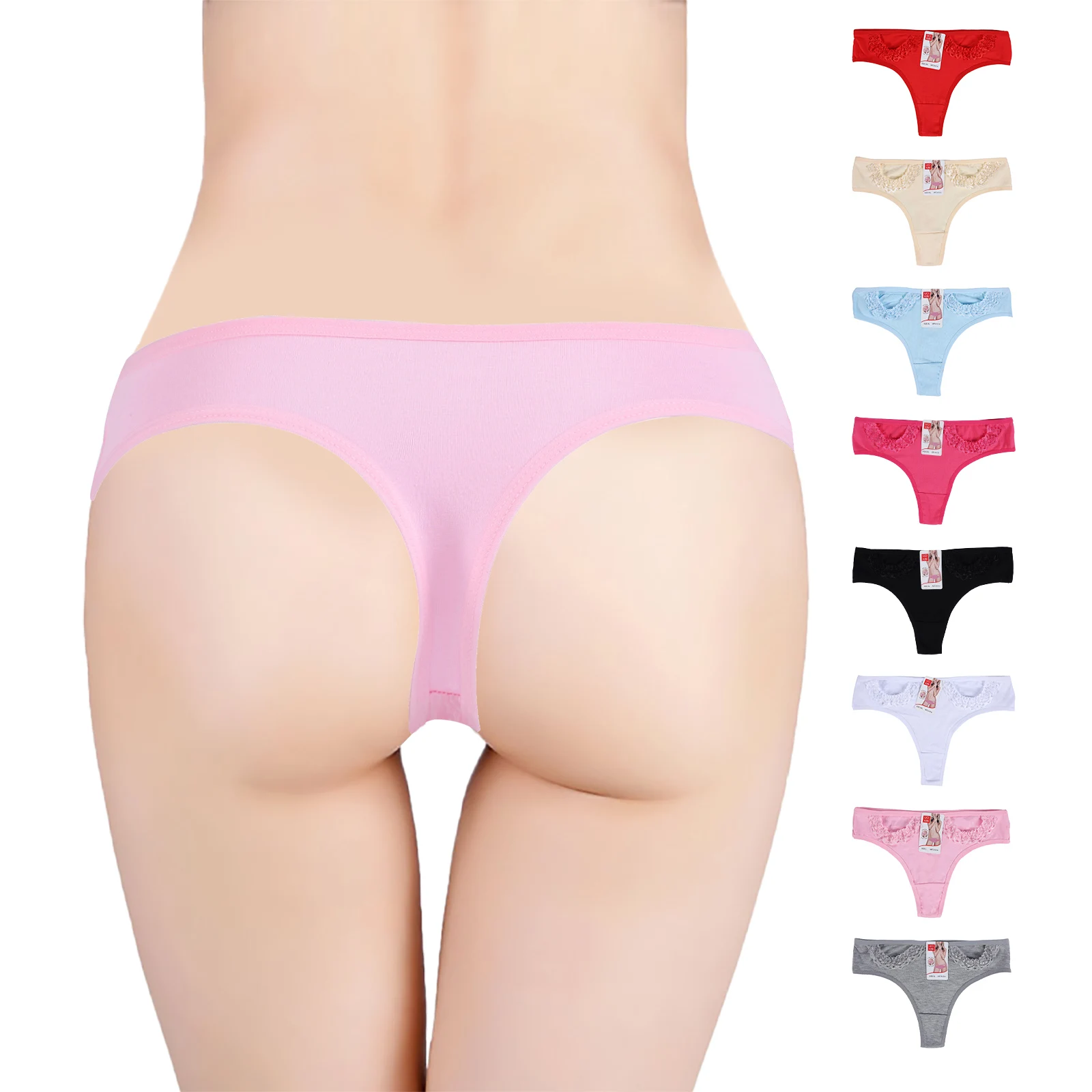 

UOKIN Hot selling women's underwear lingerie manufacturer comfortable breathable cotton panties sexy thong women thong, 8 colors