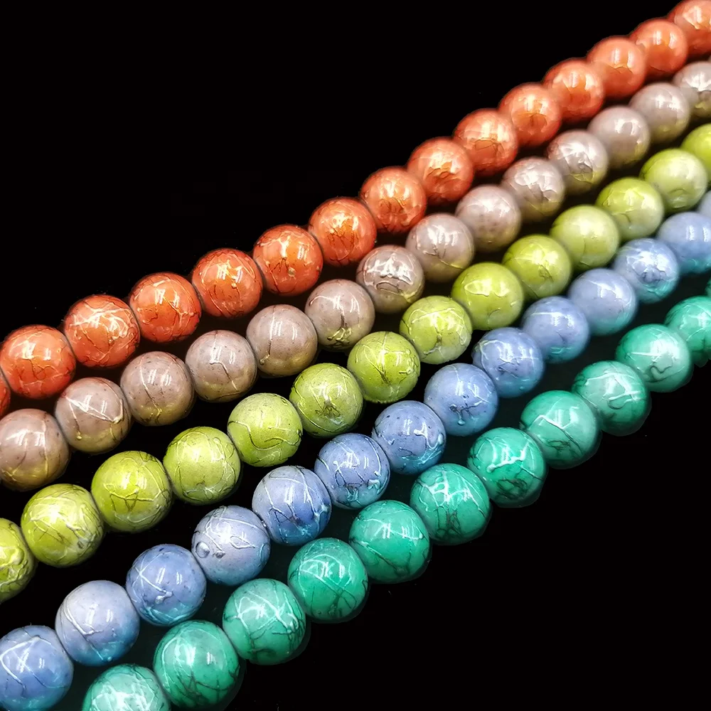 

4mm Colorful Jewelry Glass Drawing Beads Electroplated Round Shape Beads, All color is available