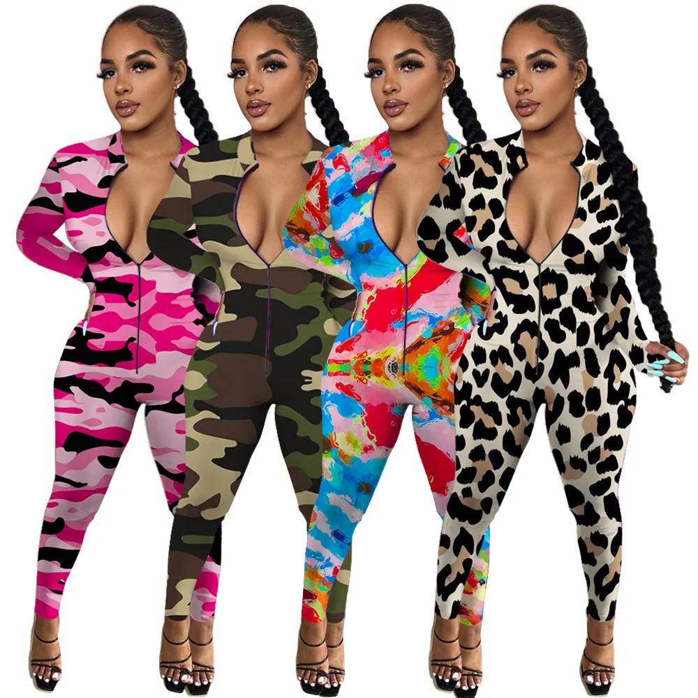 

Spring Jumpsuits Playsuits & Bodysuits Long Sleeve Lingerie Bodysuits Ladies Women Jumpsuit 2022 Sexy Print Camouflage Jumpsuit